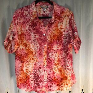 Jamaica Bay Fitted  Button Down short sleeve top XL
